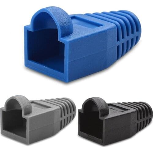 Solid Color RJ-45 CAT6 CAT5e Adapter Cap Ethernet Network Cable Connector Plugs RJ45 Caps Cat 5 CAT6 Protective Sleeve