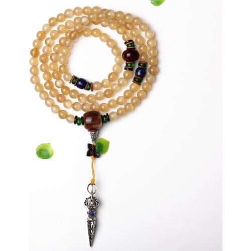 Original Creative Genuine Tibet Goat Bone Round shape Beads 108 Prayer Handmade Prayer Bracelet with qualitied accessories