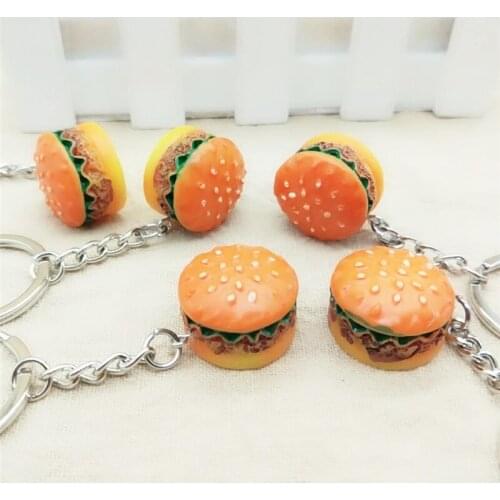 Personality Hamburger Bag Keychain Simulation Food Accessories Resin Pendant Key Ring Key Chain Jewelry Wholesale