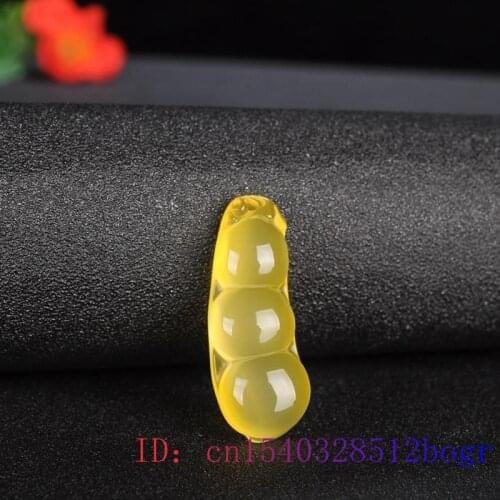 Jade Beans Pendant Natural Fashion Chalcedony Jewelry Carved Women Charm White Necklace Gifts Green