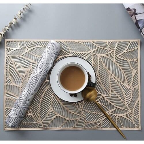 Leaf Hollow Insulation Pad Creative PVC Hollow Insulation Coaster Pads Table Bowl Mats Home Resistant Placemat For Dining Table