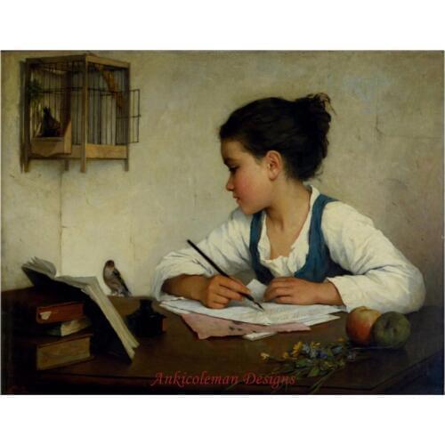 Needlework for embroidery DIY French DMC High Quality - Counted Cross Stitch Kits 14 ct Oil painting - A Girl Writing