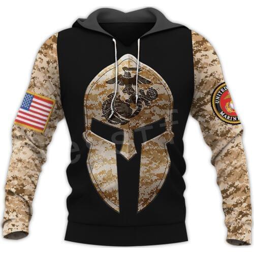 Tessffel America Marine Camo Skull Pullover Soldier Army NewFashion Harajuku 3DPrint Zip/Hoodie/Sweatshirt/Jacket/Men/Women B-8
