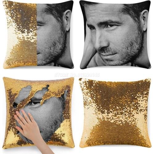 Ryan Reynolds Sequin Pillowcase Throw Pillow Case 40cmX40cm Action Hot Celebrity Mens Man Handsome Ryan Reynold Vintage