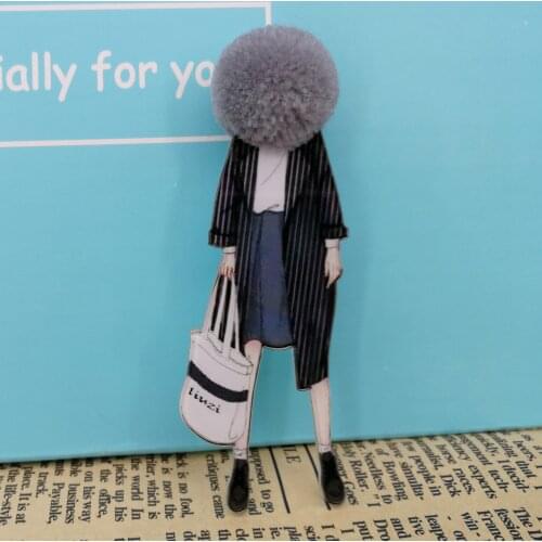 Woman Cute Lovely Brooch Fur Ball Badges Brooches Pins Fashion Brooches for Woman Harajuku Style Badges Pins Gifts Drop-Shipping