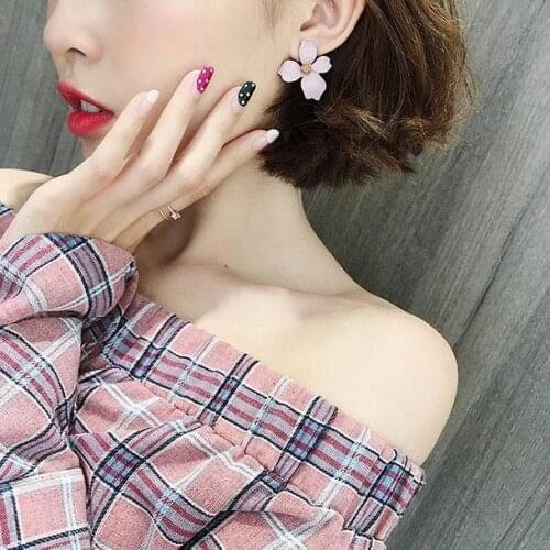 New Korean Style Spray Paint Big Flower Stud Earrings For Women Fashion Summer Accessories Elegant Sweet Earrings