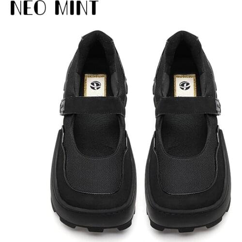 2021 New Mary Jane Shoes Sneakers Women Summer Retro Style Square Toe Platform Flat Shoes Mesh Japanese Style Vulcanize Shoes
