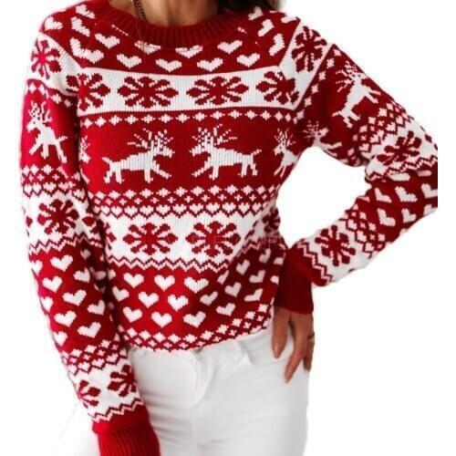 Women Sweaters Autumn Winter Christmas Clothes Ladies Casual Fashion long sleeve O Neck Pattern Pullover Sweater Knitwear Tops