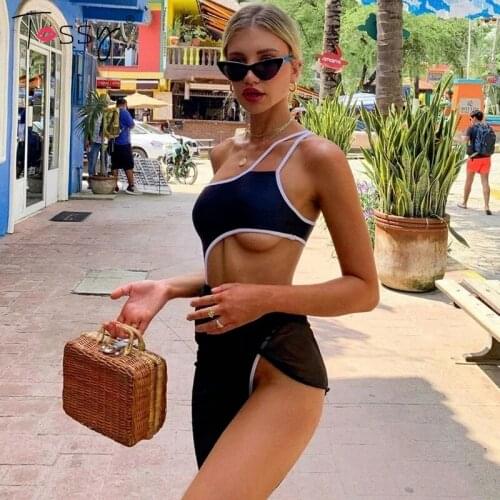 Tossy Hollow Out One Shoulder Swimsuit Women One Piece Swimwear 2021 Sexy See Through Backless Solid Swimming Wear Bathing Suit