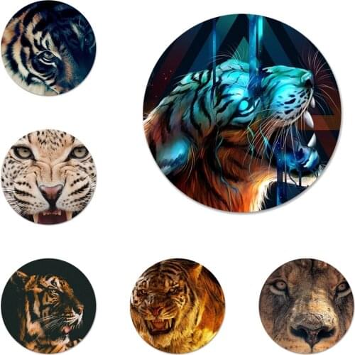 58mm Lion tiger Lovely Animal Icons Pins Badge Decoration Brooches Metal Badges For Backpack Decoration