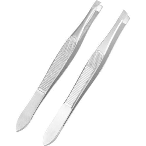 1PC New 9CM Stainless Steel Convenient Small Facial Eyebrow Hair Removal Tweezers Professional Flat/Slanted Tip Make Up Tool