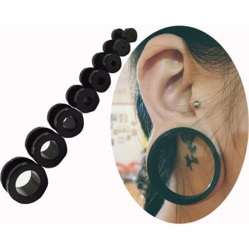 2pcs choose size 2-12mm Black UV Acrylic Ear Gauges Plugs Flesh Tunnels Double Flared Internal Thread Screw Fit Tunnels