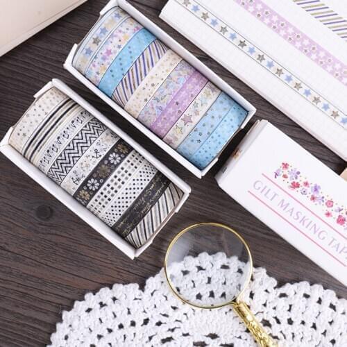 24pcs/set gold foil Japanese decorative DIY washi paper masking tape set for journal planner diary notebooks stationery tape