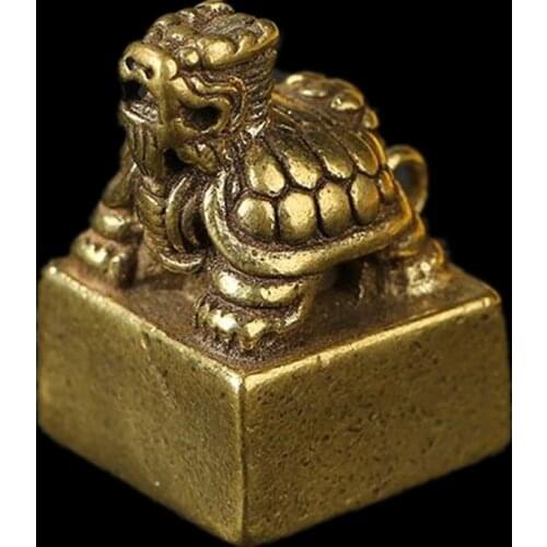 3D Brass Ancient Seal Casting Statue Mini Animal Metal Figurine Home Decor Desktop Crafts Sculpture Landscaping Decoration Gifts