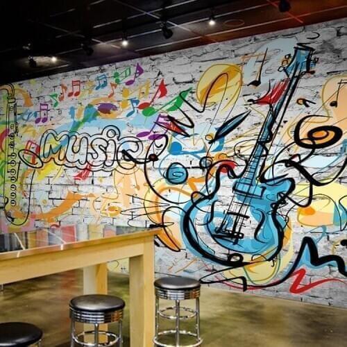 Bacal Custom 3D wallpaper Mural modern fashion stereo wallpaper Guitar Colourful children background wall papers home decor