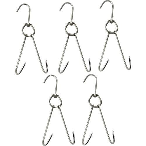 5pcs Meat Hook Ring Kitchen Utensil Hanger Hanging Stainless Steel 0.35x25cm