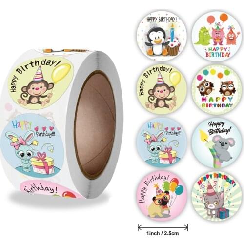50-500pcs "Happy Birthday" Sticker Envelope Sealing Label Sticker Color Waterproof Sticker Party Party Gift Sticker