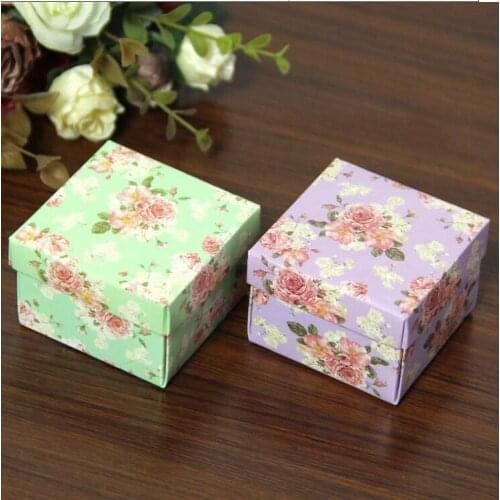 50pcs Flower Pink Green Kraft Cardboard Paper Box Handmade Soap Packaging Box Small Candy Gift Boxes