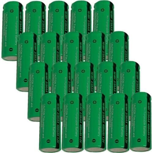 20PCS PKCELL 2/3AAA 400mah 1.2v NIMH 2/3 AAA rechargeable battery batteries NI-MH flat top for LED solar light