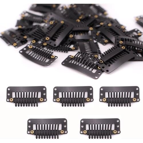 Wig Accessories Hair Tools Wig Clips Combs Hair Extension Snap Clips Black U-Shape BB Clips for Weave Toupee Hair 9 Teeth
