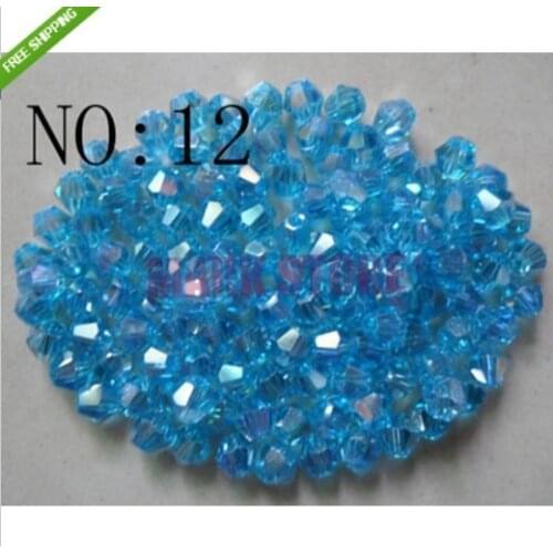 Free Shipping 1200Pcs Bicone Faceted Glass Crystal Spacer Beads Charms 4mm Sky Blue AB Plated For Jewelry Making Craft DIY