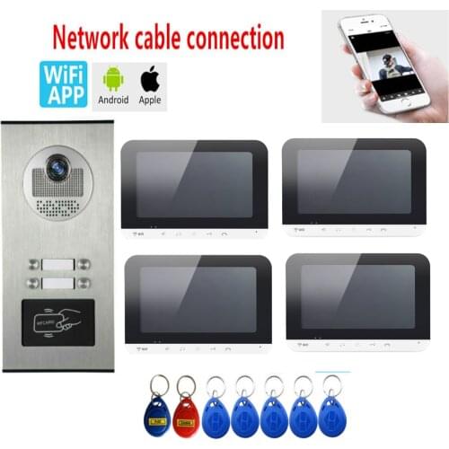 Apartments Video Doorbell Intercom Wireless Wifi Smartphone App Remote Control Video Doorphone for 2/3/4 Homes/Families