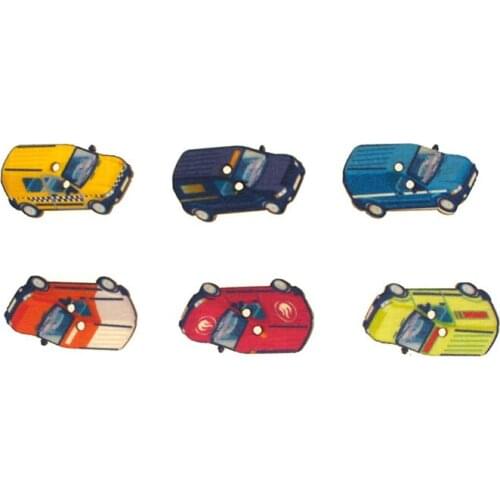 SHINE Wooden Sewing Buttons Scrapbooking Car Mixed Two Holes 33x28mm 24 PCs Costura Botones Decorate bottoni botoes