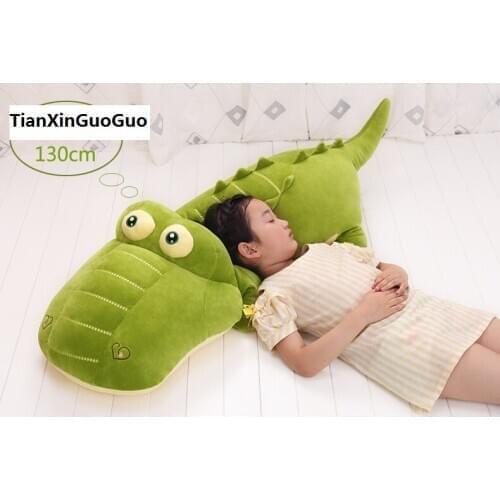 Large 130cm green crocodile plush toy soft doll sleeping pillow Valentines Day,birthday gift b2720