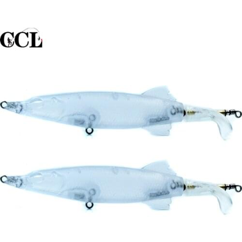 CCLTBA 10pcs/lot Pike Blanks Fishing Lures 12.5cm 13.5g Topwater Rotated Tail Musky Hard Plastic Unpainted Fishing Bait