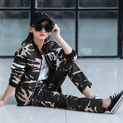 Children Clothing Sets Spring Autumn Boys and Girls Camouflage Suit Kids Sports Wear Long Sleeved Jacket+Pant 4-13 Years