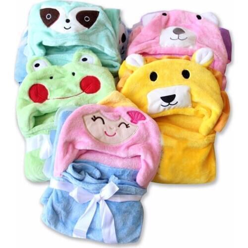Cartoon Childrens Robe Flannel Baby Bathrobe Long Sleeve Hooded Kids Bath Robe Lovely Animal Child Boy Girls Robes Kids Clothes