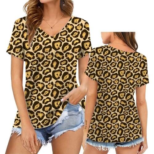 Funny Leopard Floral T Shirt Life Print Women T Shirt Short Sleeve V Neck Loose Women Tshirt Summer Tops Clothes