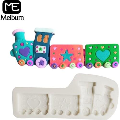 Meibum Fondant Cake Decorating Tools Silicone Molds Train Shaped Dessert Decoration Accessories Gumpaste Milky Baking Pan