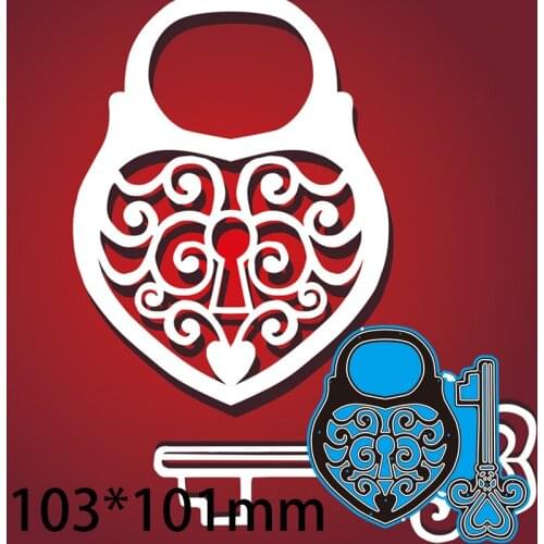 Metal Cutting Dies Heart Key II New Scrapbook Decoration Template Embossing DIY Paper Card Craft 103*101mm