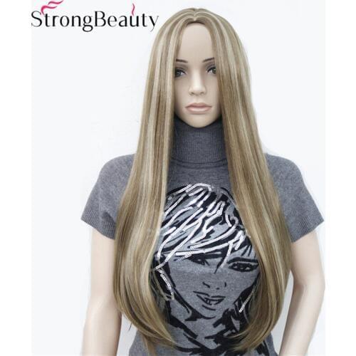 Strong Beauty Synthetic Long Straight Wigs Full Capless Hair Heat Resistant Women Wig