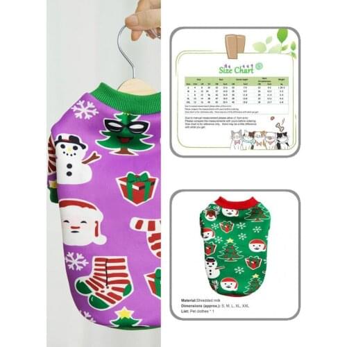 Soft Texture Lovely Pet Dogs Thickened Tops Costume Skin-friendly Pet Clothes Christmas Series Pattern for Outdoor
