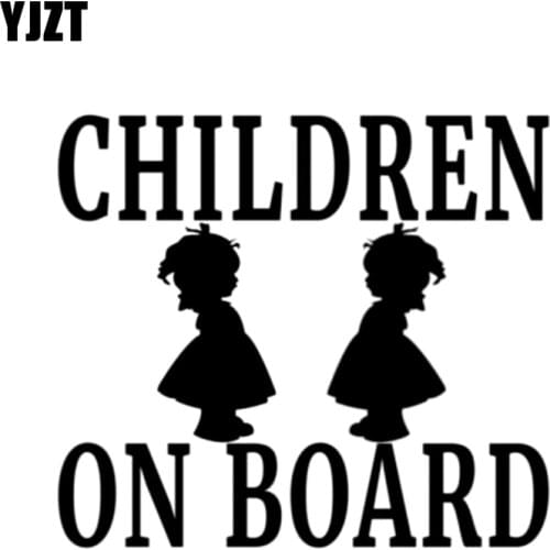 YJZT 12.7CM*11.3CM CHILDREN ON BOARD Girl Vinyl Decal Family Baby Child Safety Car Truck Black/Silver C10-00124