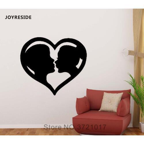 JOYRESIDE Love Wall Heart Sticker Kiss Decals Vinyl Boys Girls Bedroom Playroom Interior Living room Dorm Design Art Mural A1280