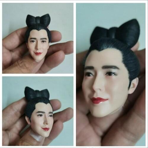 New Items 1/6 Scale Female Soldier Asian Beauty Head Sculpture Wang Zuxian Bow Hairstyle Female Head Sculpture Xiao Qian Model