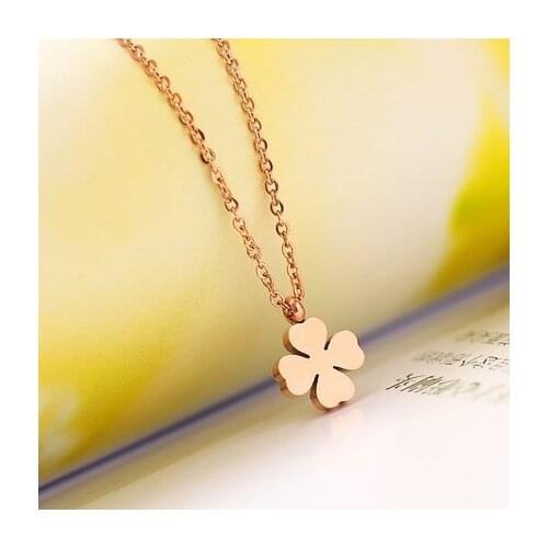 YUN RUO Modern Stylish Four Leaf Clover Necklace Woman Jewelry Titanium Steel Rose Gold Color Valentine Day Gift Free Shipping