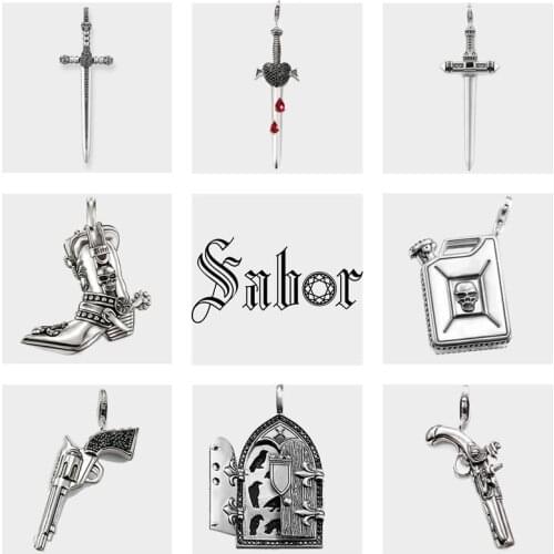Punk Skulls Sword Pistol Gun Biker Boot Drum Pendant,New Fashion Jewelry silver color Gift For Men Women thomas