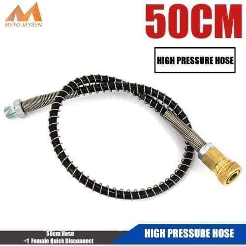 PCP Pneumatics Air Refilling Pump High Pressure Hose with Spring Wrapped 50cm Long M10x1 Male Thread Nylon Black Hose