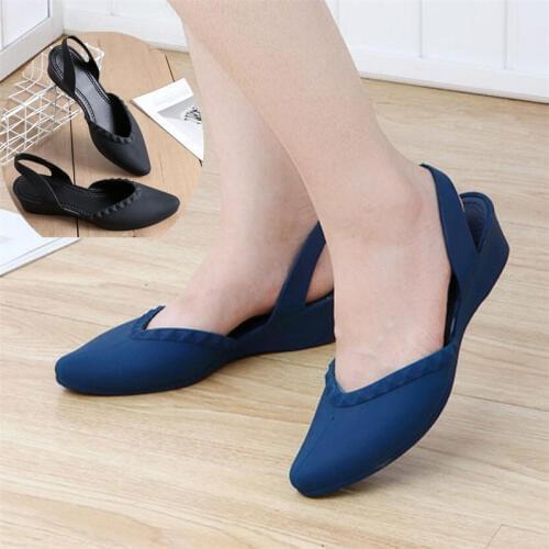 Women Wedge Jelly Shoes Lady Fashion Pionted Toe Sandals 2020 Summer Female Low Heel Casual Studded Water Proof Sandals