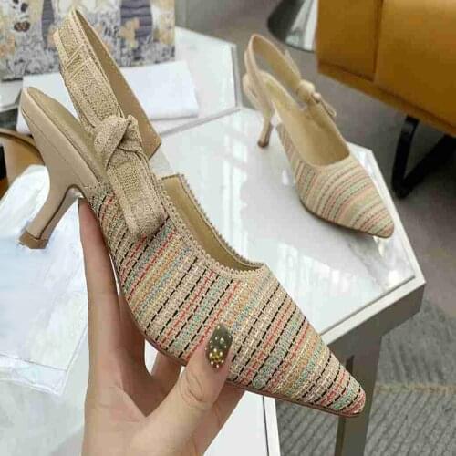 Fashion Sandals Summer Shoes Women Chunky Heel Round Toe Sandalias Striped Female Shoe Autumn New Shallow Basic