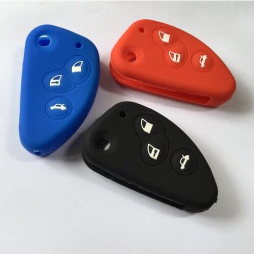 Flip Folding Silicone Auto Car Key Cover Shell Case For Alfa ROMEO 147 156 166 GT JTD TS FOB Protector 3 Button