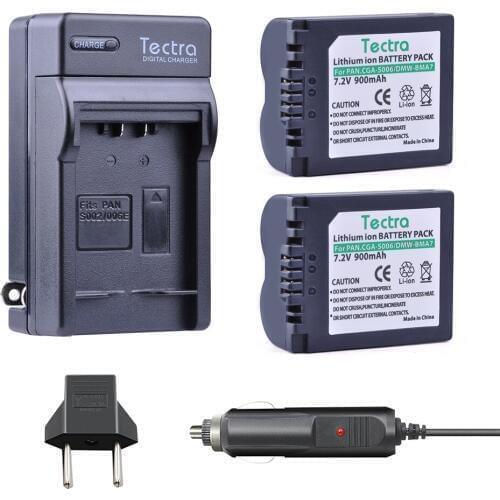 Tectra 2PCS CGA-S006 CGA-S006E Li-ion Battery +Digital Charger for Panasonic DMC FZ7 FZ8 FZ18 FZ28 FZ30 FZ35 FZ38 FZ50 DMW BMA7