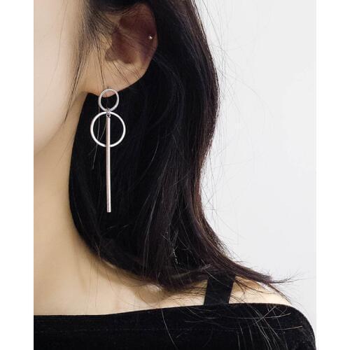 Vintage Long Drop Earrings for Women 2019 Fashion Jewelry Korean Double Circle Metal Geometric Gold Hanging Dangle Earring