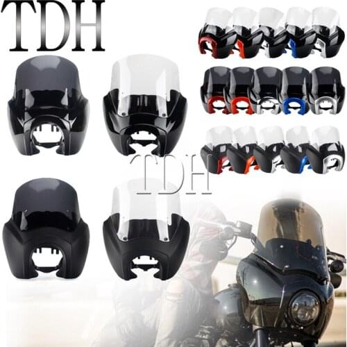 12in Windshield 5-3/4" Headlight Fairing Mask Cowl for Harley Dyna Street Bob Super Glide Custom FXR FXDT FXDW FXDX FXDL FXD