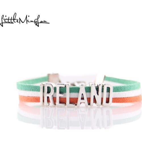 Little MingLou Infinity love Country IRELAND Bracelet heart Charm leather wrap men bracelets & bangles for Women jewelry