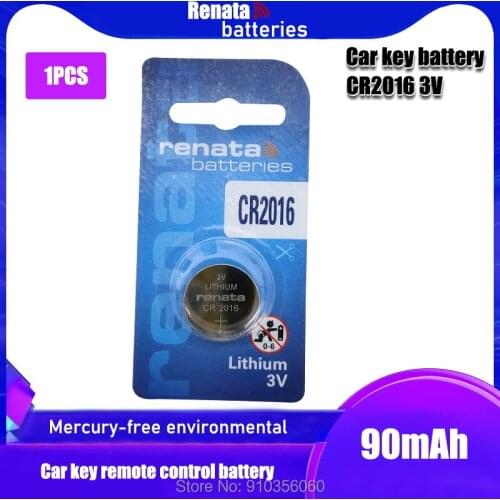 1pcs/lot RENATA CR2016 3V 100% Original Lithium Battery For car key watch remote control toy ECR2016 GPCR2016 Button Battery